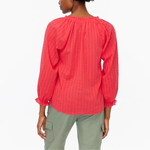 J. Crew Novelty Artist Top Swiss Dot Ruffle Red Geranium Size Medium - Picture 4 of 12